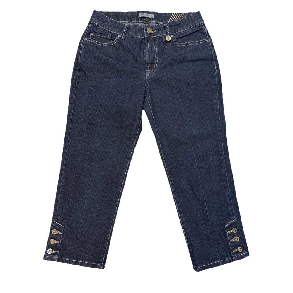 Nine West Jeans Mid-Rise Capri Pants Jeans Stretch Denim Button Up Bottom NWOT 6